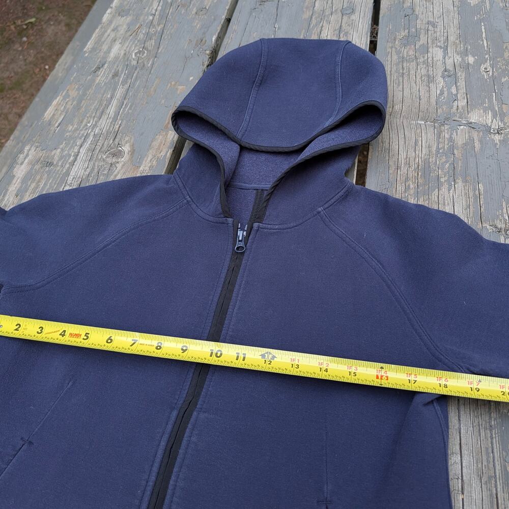 Lululemon Navy Blue Sweater Knit Fleece Full Zip Hoodie Jacket Paneled Back - Picture 9 of 10